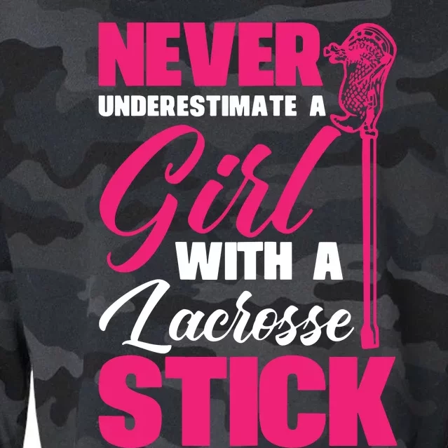 Funny Lacrosse Player With A Lacrosse Stick Cropped Pullover Crew