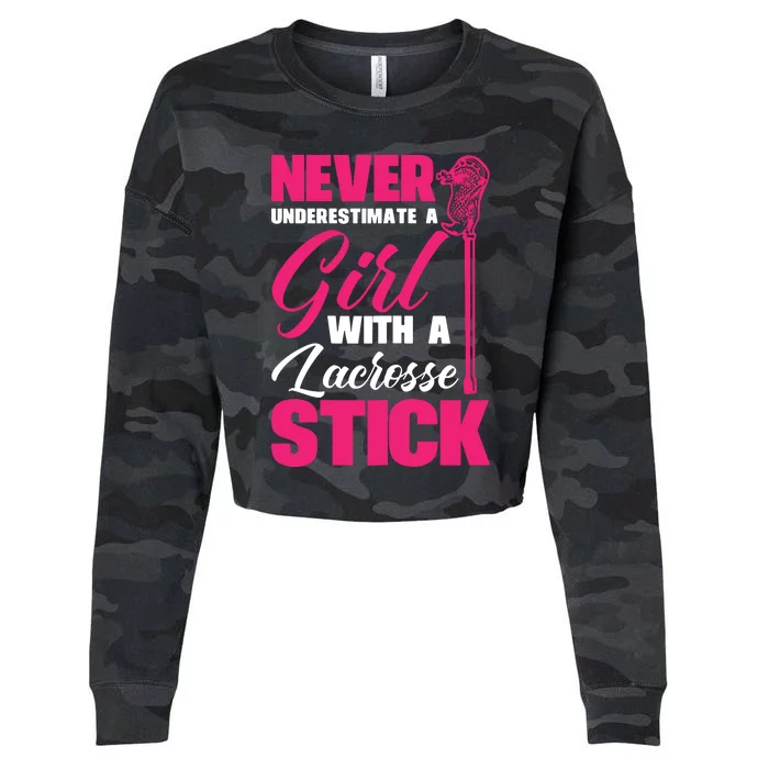 Funny Lacrosse Player With A Lacrosse Stick Cropped Pullover Crew