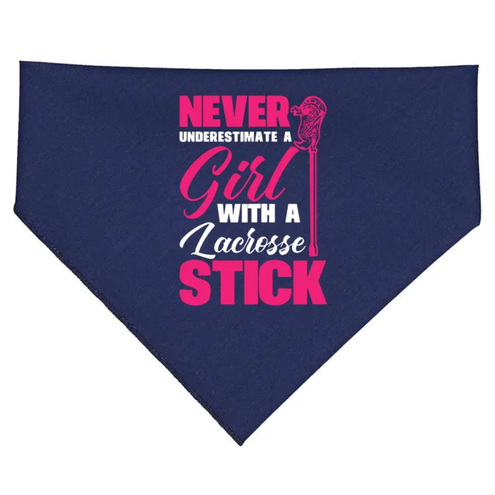 Funny Lacrosse Player With A Lacrosse Stick USA-Made Doggie Bandana