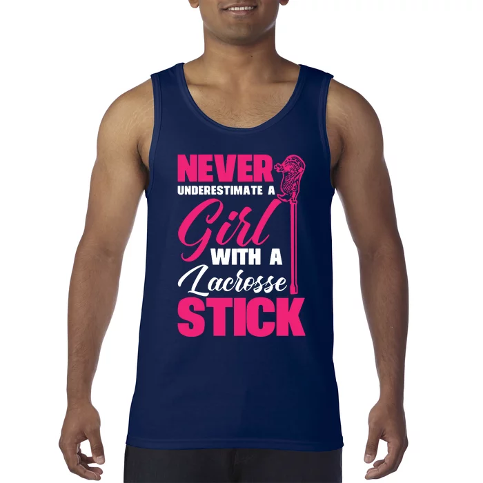 Funny Lacrosse Player With A Lacrosse Stick Tank Top