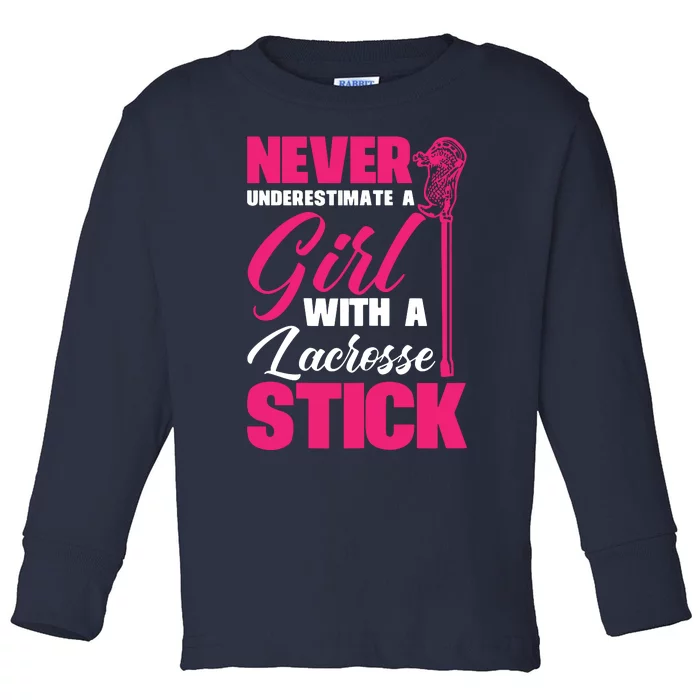 Funny Lacrosse Player With A Lacrosse Stick Toddler Long Sleeve Shirt