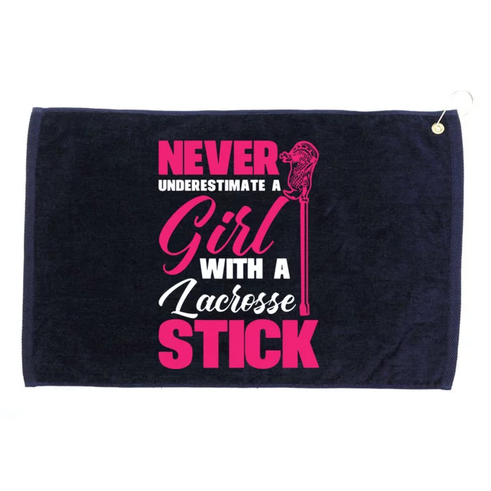 Funny Lacrosse Player With A Lacrosse Stick Grommeted Golf Towel