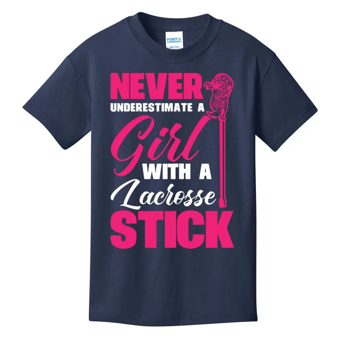 Funny Lacrosse Player With A Lacrosse Stick Kids T-Shirt