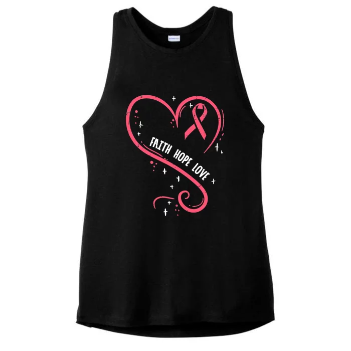 Faith Love Pink Fighting Hope Funny Breast Cancer Awareness Ladies Tri-Blend Wicking Tank