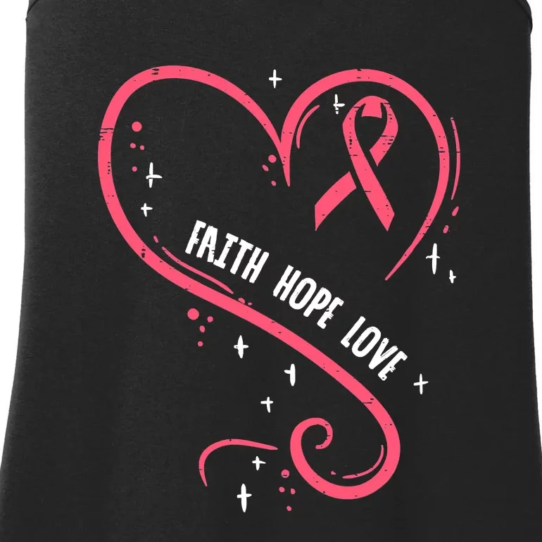 Faith Love Pink Fighting Hope Funny Breast Cancer Awareness Ladies Essential Tank