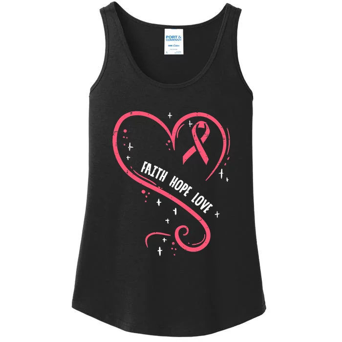 Faith Love Pink Fighting Hope Funny Breast Cancer Awareness Ladies Essential Tank