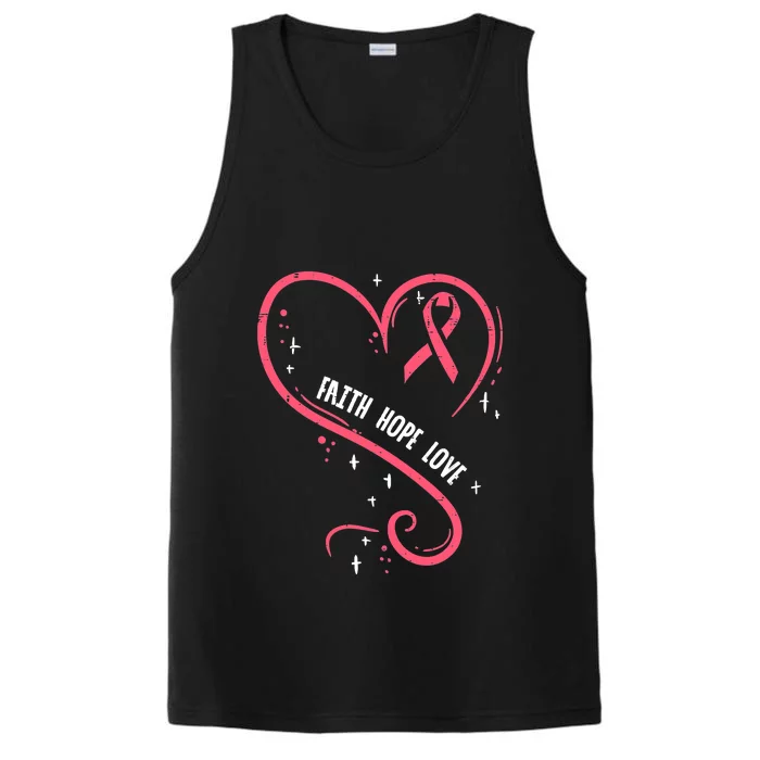 Faith Love Pink Fighting Hope Funny Breast Cancer Awareness Performance Tank