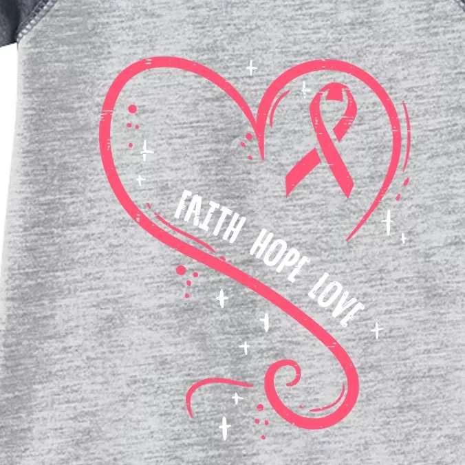 Faith Love Pink Fighting Hope Funny Breast Cancer Awareness Infant Baby Jersey Bodysuit