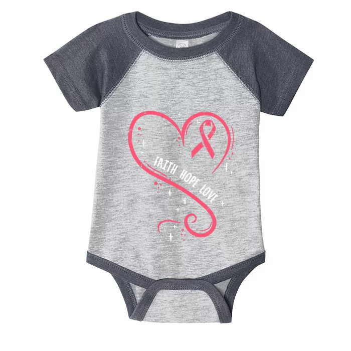 Faith Love Pink Fighting Hope Funny Breast Cancer Awareness Infant Baby Jersey Bodysuit