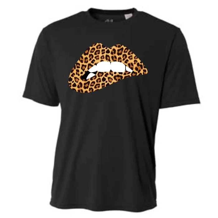 Funny Leopard Print Lips Biting Bite Me Funny Gift Cute Gift Cooling Performance Crew T-Shirt