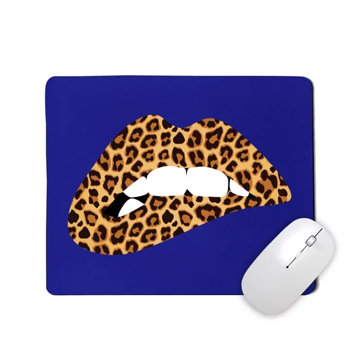 Funny Leopard Print Lips Biting Bite Me Funny Gift Cute Gift Mousepad