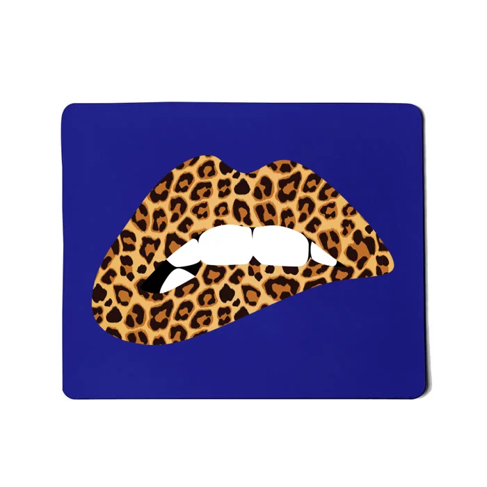 Funny Leopard Print Lips Biting Bite Me Funny Gift Cute Gift Mousepad