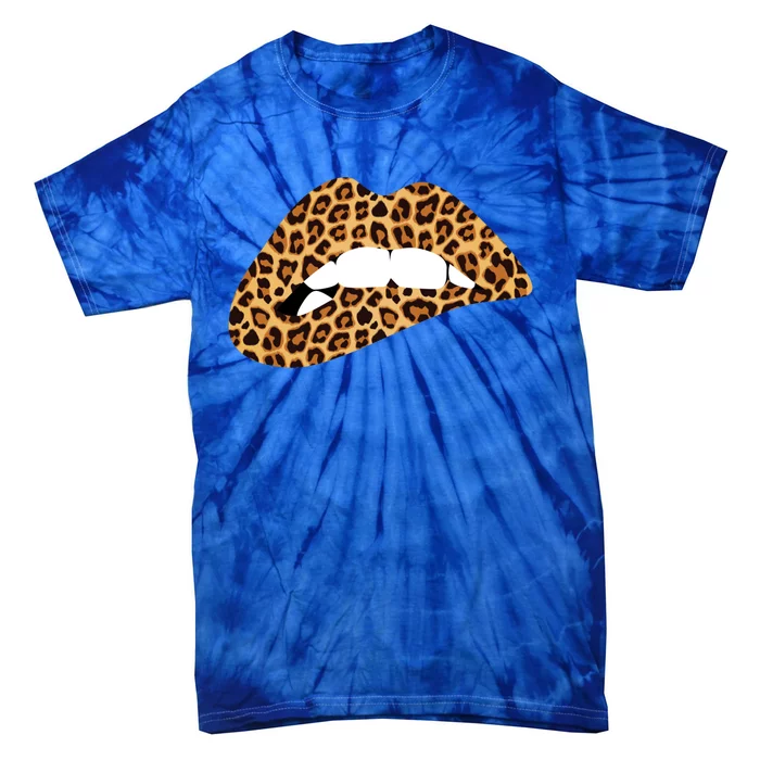 Funny Leopard Print Lips Biting Bite Me Funny Gift Cute Gift Tie-Dye T-Shirt