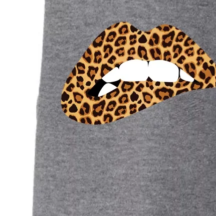 Funny Leopard Print Lips Biting Bite Me Funny Gift Cute Gift Doggie 3-End Fleece Hoodie