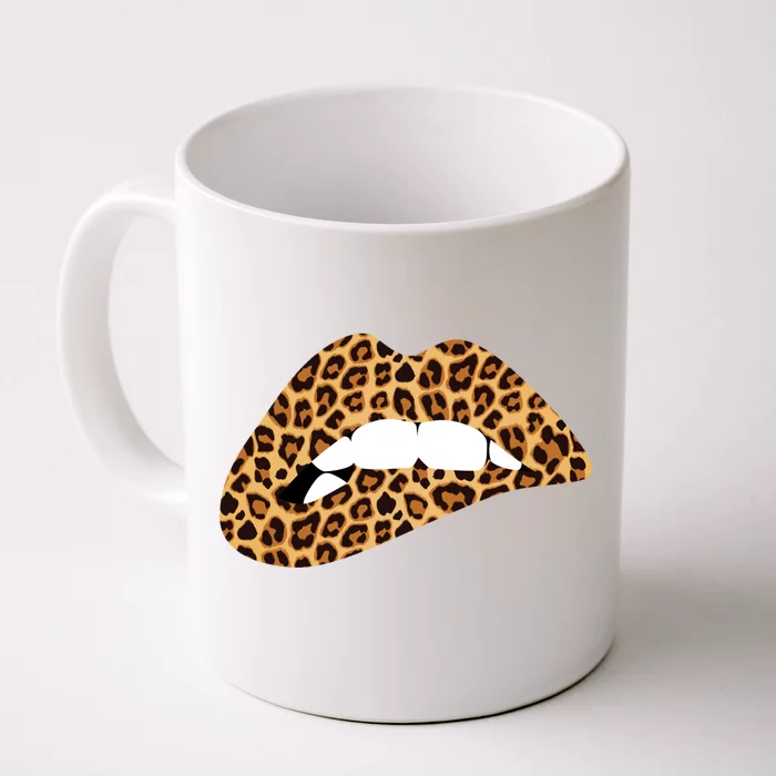 Funny Leopard Print Lips Biting Bite Me Funny Gift Cute Gift Front & Back Coffee Mug