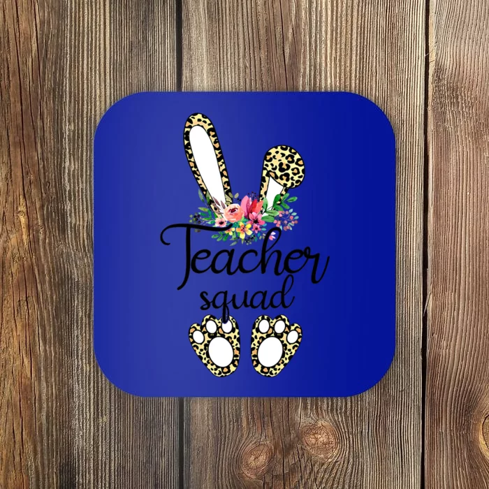 Funny Leopard Print Bunny Teacher Squad Happy Easter Day Cute Gift Coaster