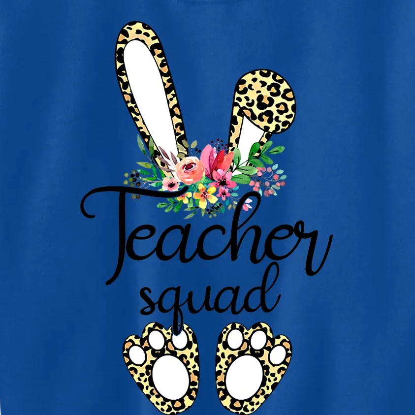 Funny Leopard Print Bunny Teacher Squad Happy Easter Day Cute Gift Kids Sweatshirt