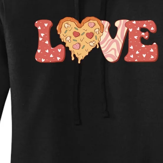 Funny Love Pizza Retro Valentine's Day Gift Women's Pullover Hoodie