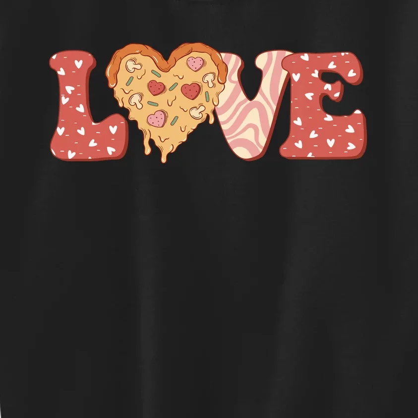 Funny Love Pizza Retro Valentine's Day Gift Kids Sweatshirt