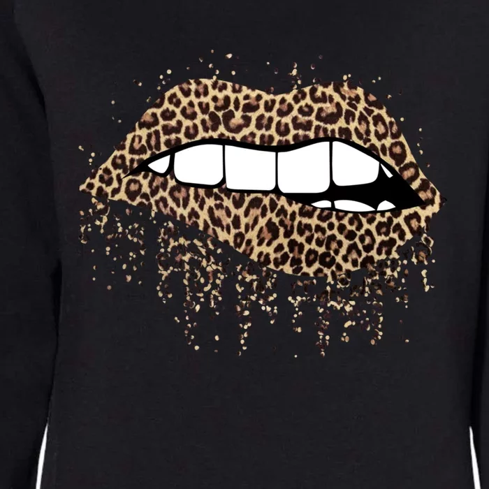 Fashion Leopard Print Dripping Biting Lip Teens Gift Womens California Wash Sweatshirt