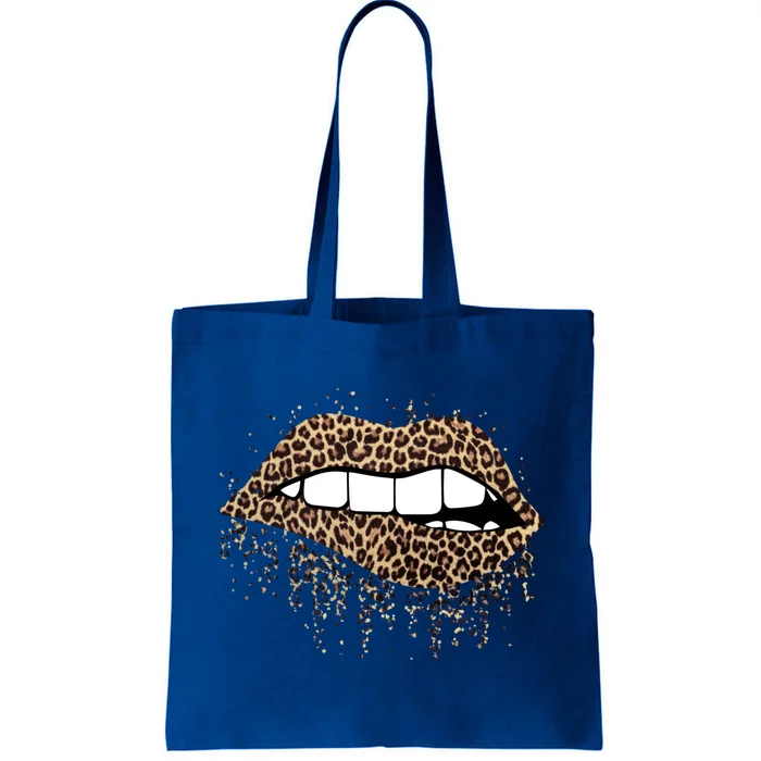 Fashion Leopard Print Dripping Biting Lip Teens Gift Tote Bag