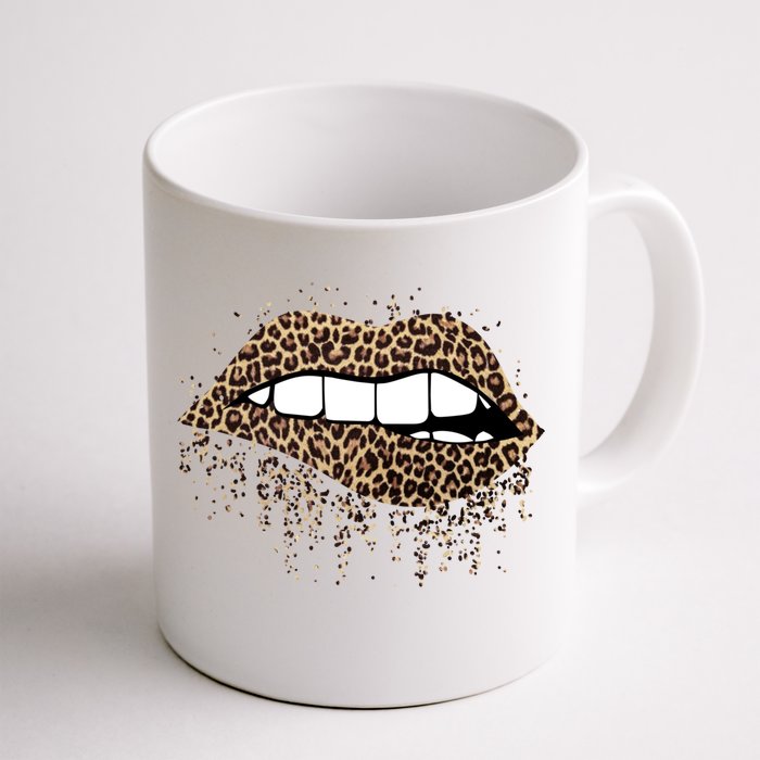 Fashion Leopard Print Dripping Biting Lip Teens Gift Front & Back Coffee Mug