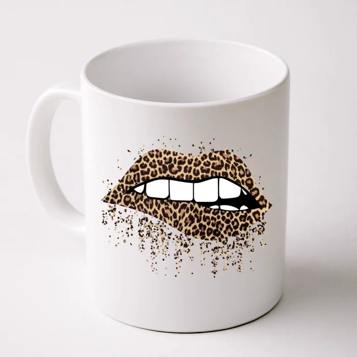 Fashion Leopard Print Dripping Biting Lip Teens Gift Front & Back Coffee Mug