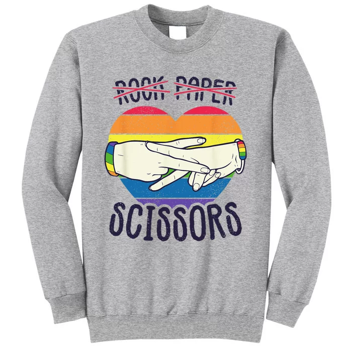 Funny Lesbian Pride Flag Rock Paper Scissors Lesbian Pride Tall Sweatshirt