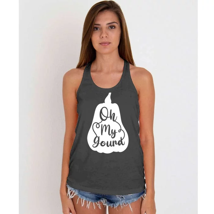 Fall Leaves Pumpkin Lovers Oh My Gourd I Love Fall Season Women's Knotted Racerback Tank