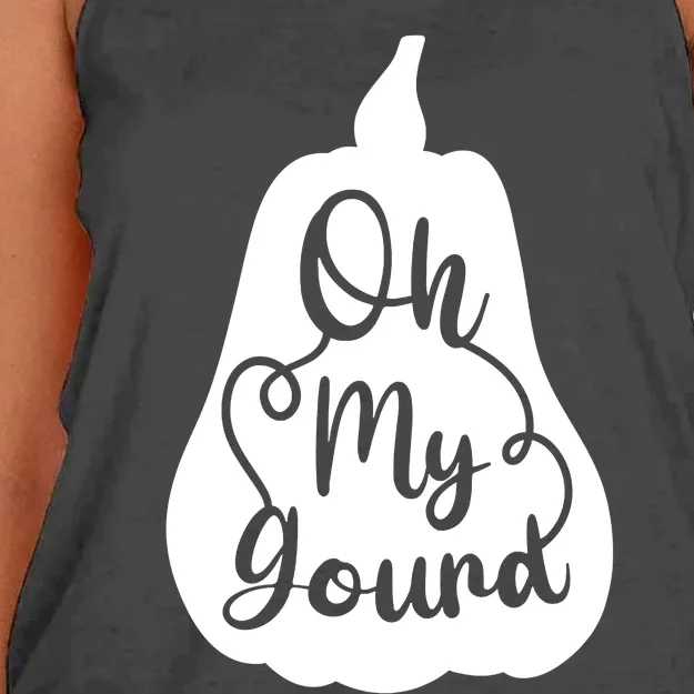 Fall Leaves Pumpkin Lovers Oh My Gourd I Love Fall Season Women's Knotted Racerback Tank