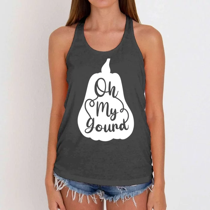 Fall Leaves Pumpkin Lovers Oh My Gourd I Love Fall Season Women's Knotted Racerback Tank