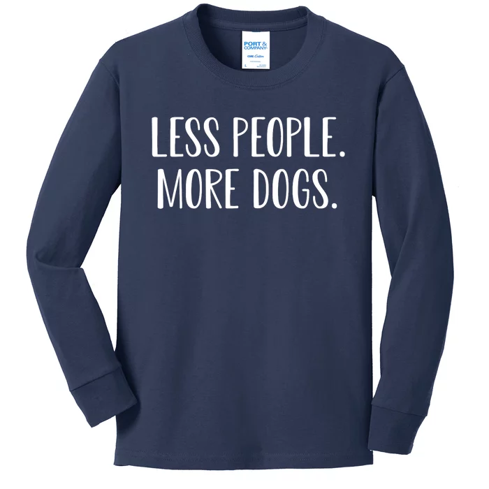 Funny Less People More Dogs Mom Puppy Retro Kids Long Sleeve Shirt