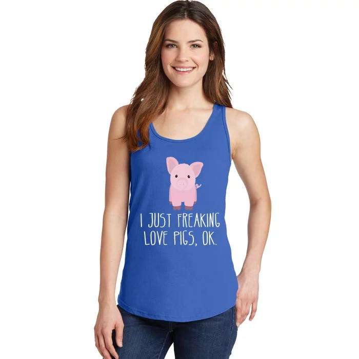 Freaking Love Pigs Gift Cute Pig Saying Gift Ladies Essential Tank