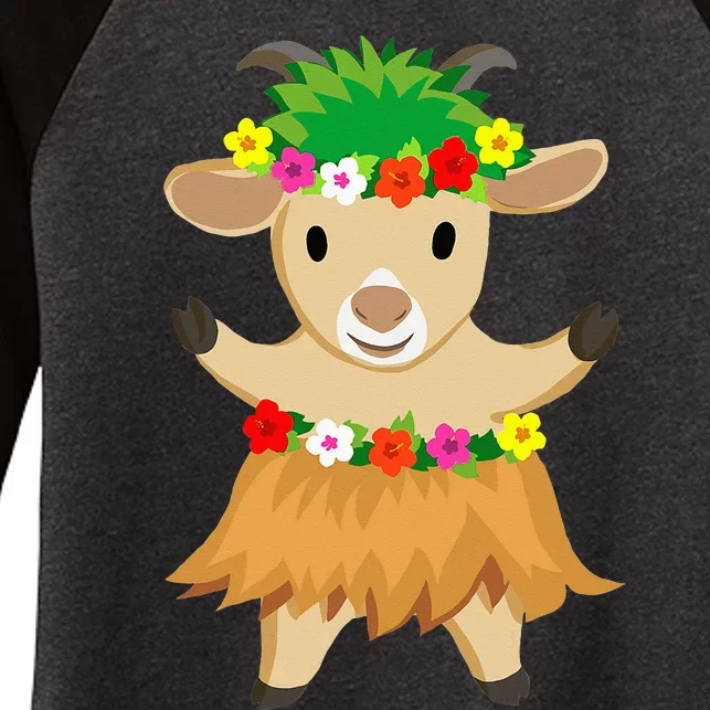 Funny Luau Party Aloha Hawaii Hula Goat Women's Tri-Blend 3/4-Sleeve Raglan Shirt