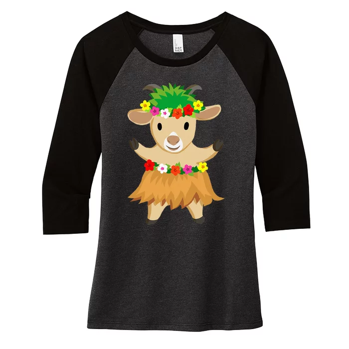 Funny Luau Party Aloha Hawaii Hula Goat Women's Tri-Blend 3/4-Sleeve Raglan Shirt