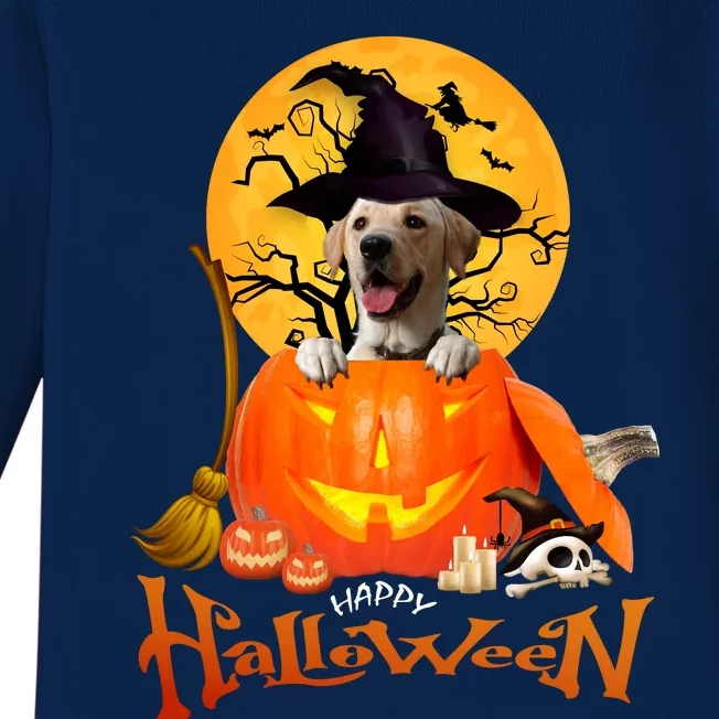 Funny Labrador Retriever1 Spooky Halloween Baby Long Sleeve Bodysuit