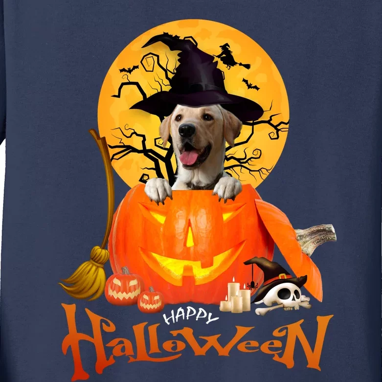 Funny Labrador Retriever1 Spooky Halloween Kids Long Sleeve Shirt