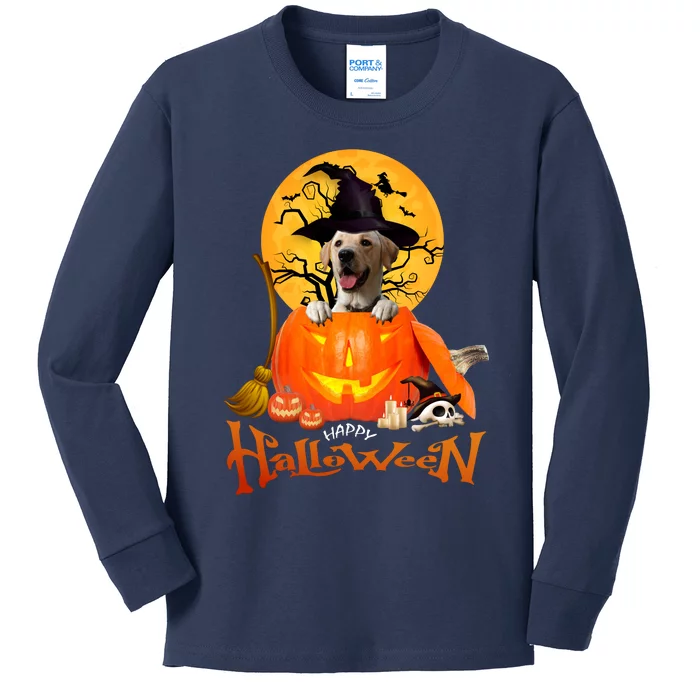 Funny Labrador Retriever1 Spooky Halloween Kids Long Sleeve Shirt