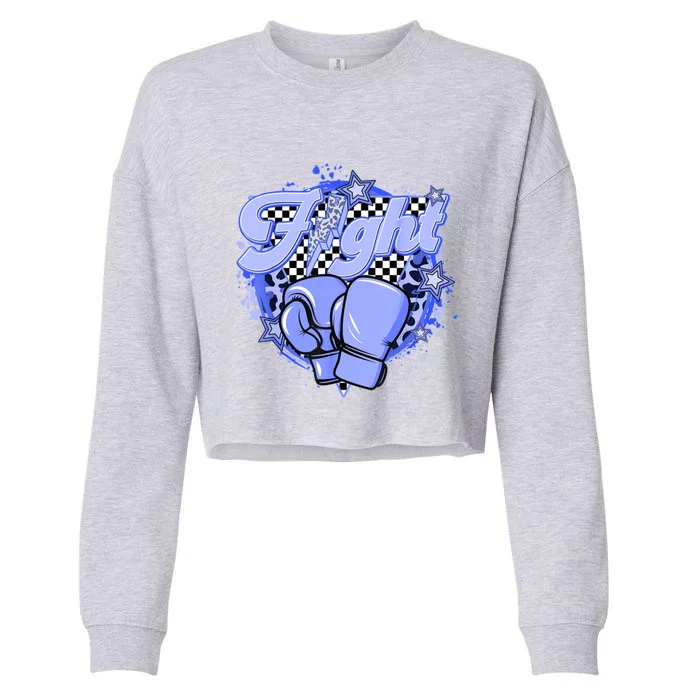 Fights Leopard Retro Colon Cancer Awareness Survivor Warrior Gift Cropped Pullover Crew