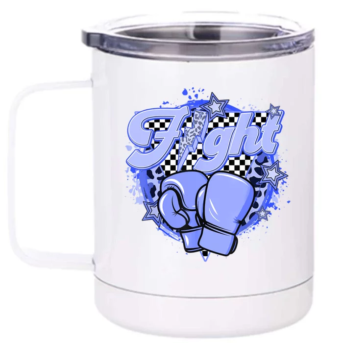 Fights Leopard Retro Colon Cancer Awareness Survivor Warrior Gift Front & Back 12oz Stainless Steel Tumbler Cup