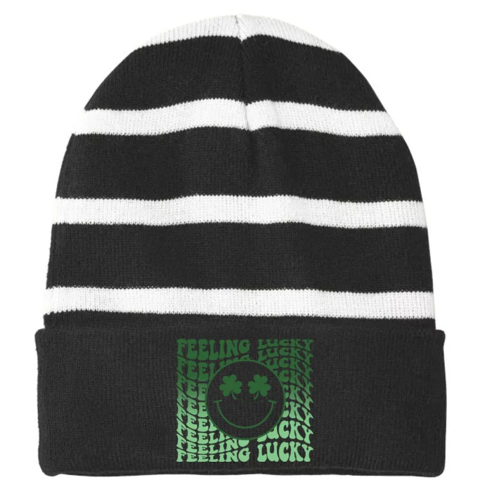 Feeling Lucky Retro St Patricks Striped Beanie with Solid Band