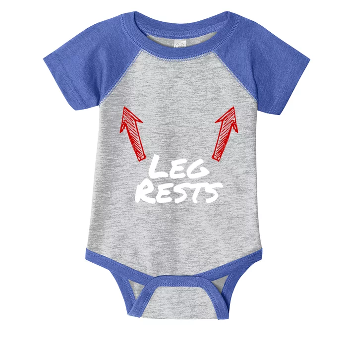 Funny Leg Rests Humorous Arrow Inappropriate Dad Joke Gift Infant Baby Jersey Bodysuit