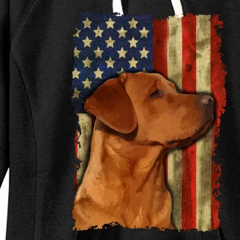 Foxred Labrador Retriever Us Flag Fox Red Labrador Dog Lover Gift Women's Fleece Hoodie