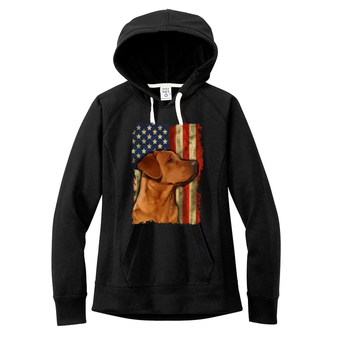 Foxred Labrador Retriever Us Flag Fox Red Labrador Dog Lover Gift Women's Fleece Hoodie