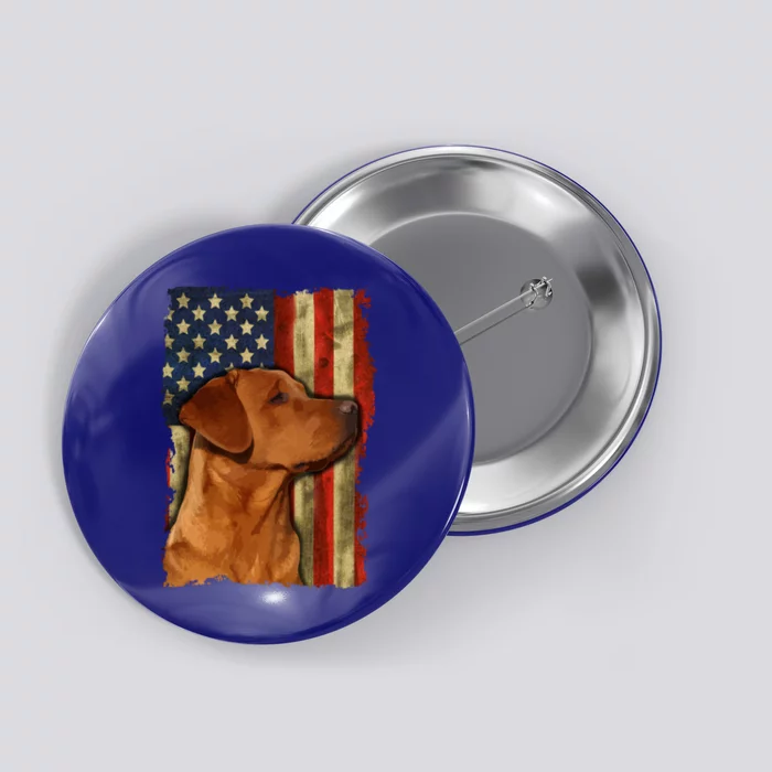 Foxred Labrador Retriever Us Flag Fox Red Labrador Dog Lover Gift Button