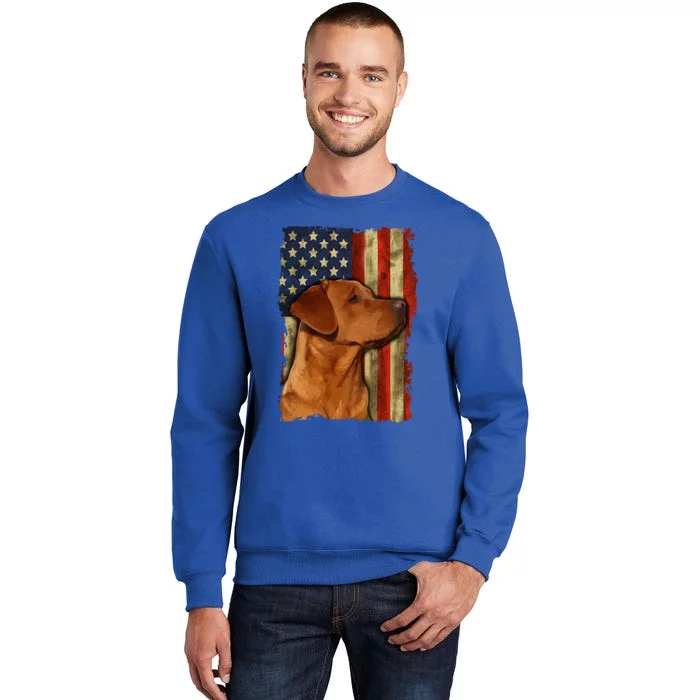 Foxred Labrador Retriever Us Flag Fox Red Labrador Dog Lover Gift Tall Sweatshirt