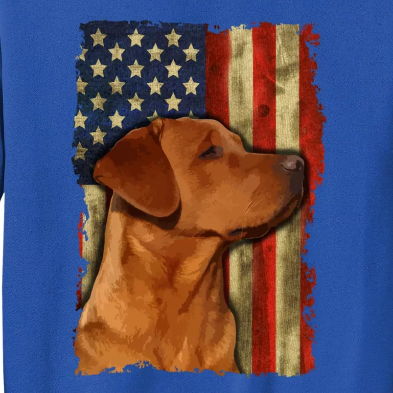 Foxred Labrador Retriever Us Flag Fox Red Labrador Dog Lover Gift Tall Sweatshirt