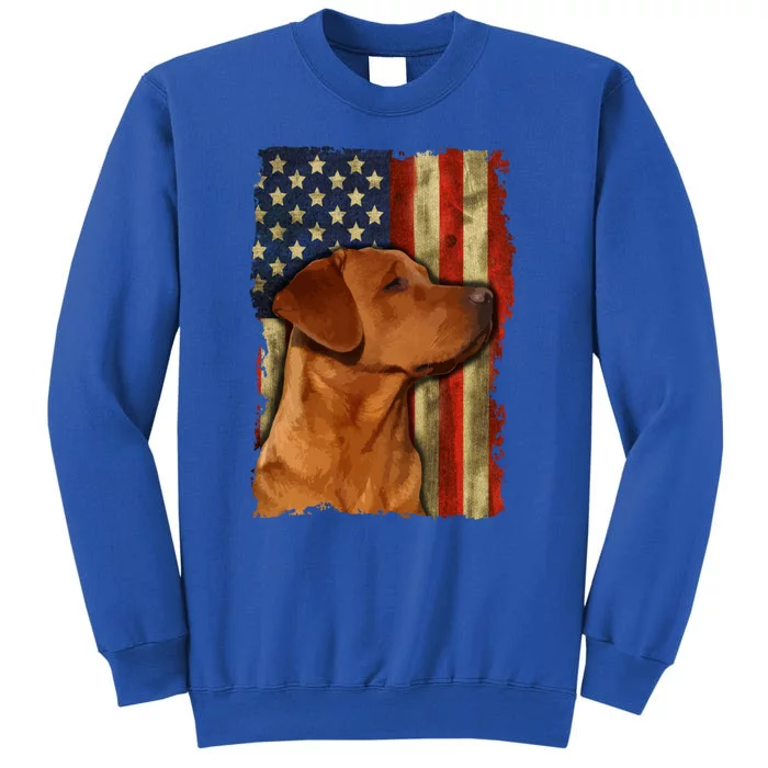 Foxred Labrador Retriever Us Flag Fox Red Labrador Dog Lover Gift Tall Sweatshirt