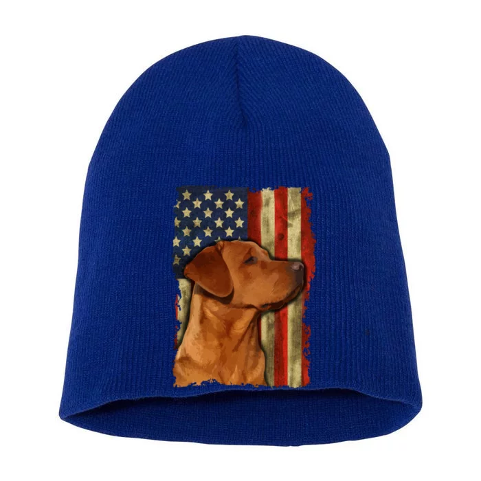 Foxred Labrador Retriever Us Flag Fox Red Labrador Dog Lover Gift Short Acrylic Beanie