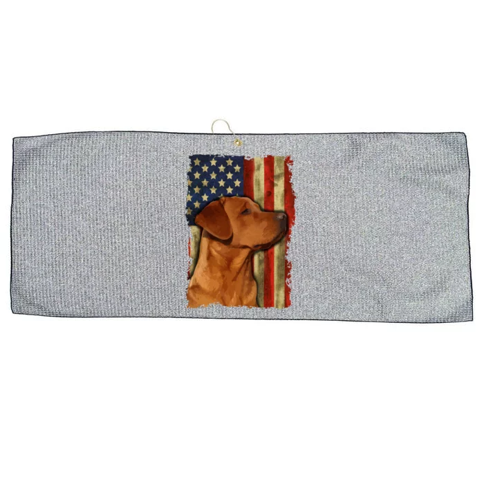 Foxred Labrador Retriever Us Flag Fox Red Labrador Dog Lover Gift Large Microfiber Waffle Golf Towel